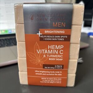 New Zealand Skin Clinic Men Brightening Hemp Vitamin C Turmeric Soap 5 Pack 500g